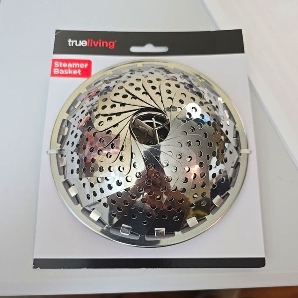 True Living Stainless Steel Folding Steamer Basket 9 in, Gas/Electric/Induction